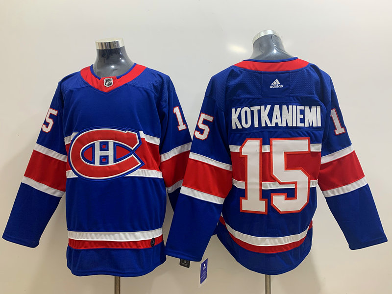 Men's Montreal Canadiens #15 Jesperi Kotkaniemi 2021 Blue Reverse Retro Stitched Jersey